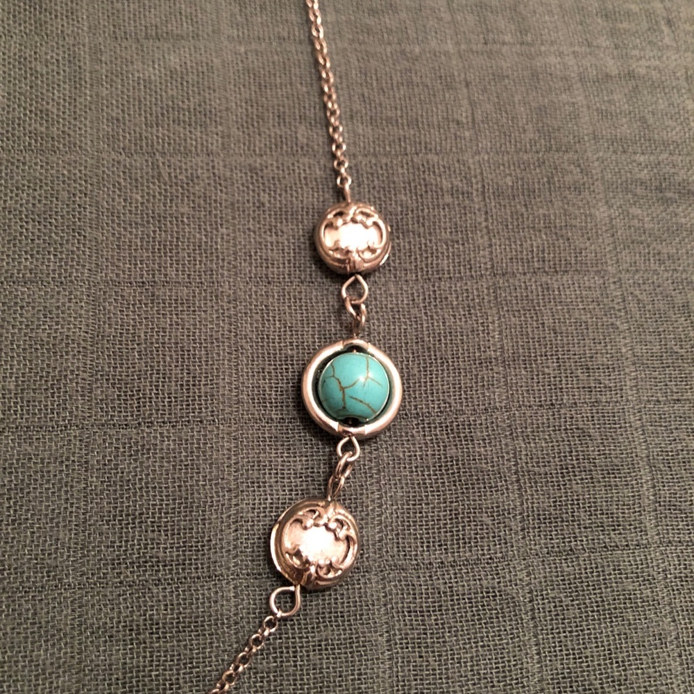 Elegant Turquoise and Silver Long Sweater Necklace - Picture 3 of 12